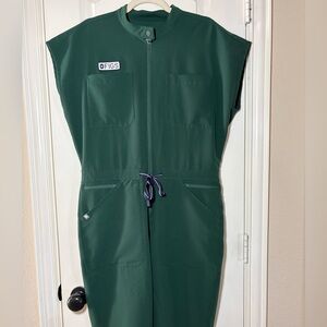 FIGS Rafaela Cargo Racing ScrubJumpsuit - British Racing Green Large
